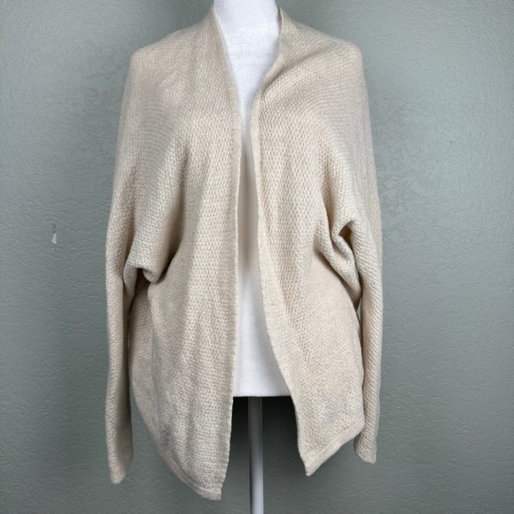 Brandy Melville‎ One Size Open Front Cardigan Cream Wool Blend Oversized Sweater